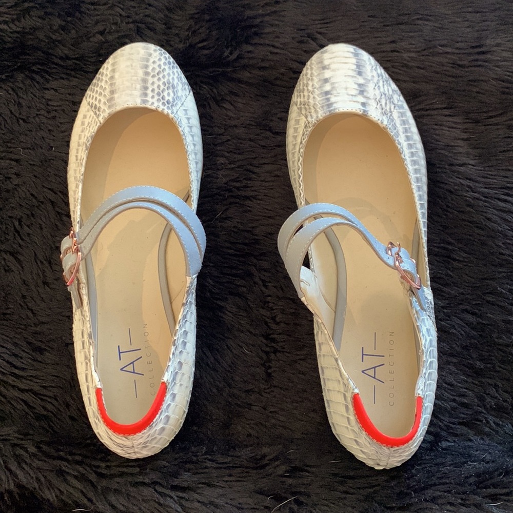 Adam Tucker Collection Lola 7, snakeskin ballerina flats, 10M